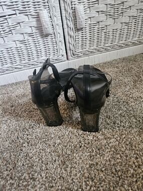 Black Clear-Block Heel Women's Sandals